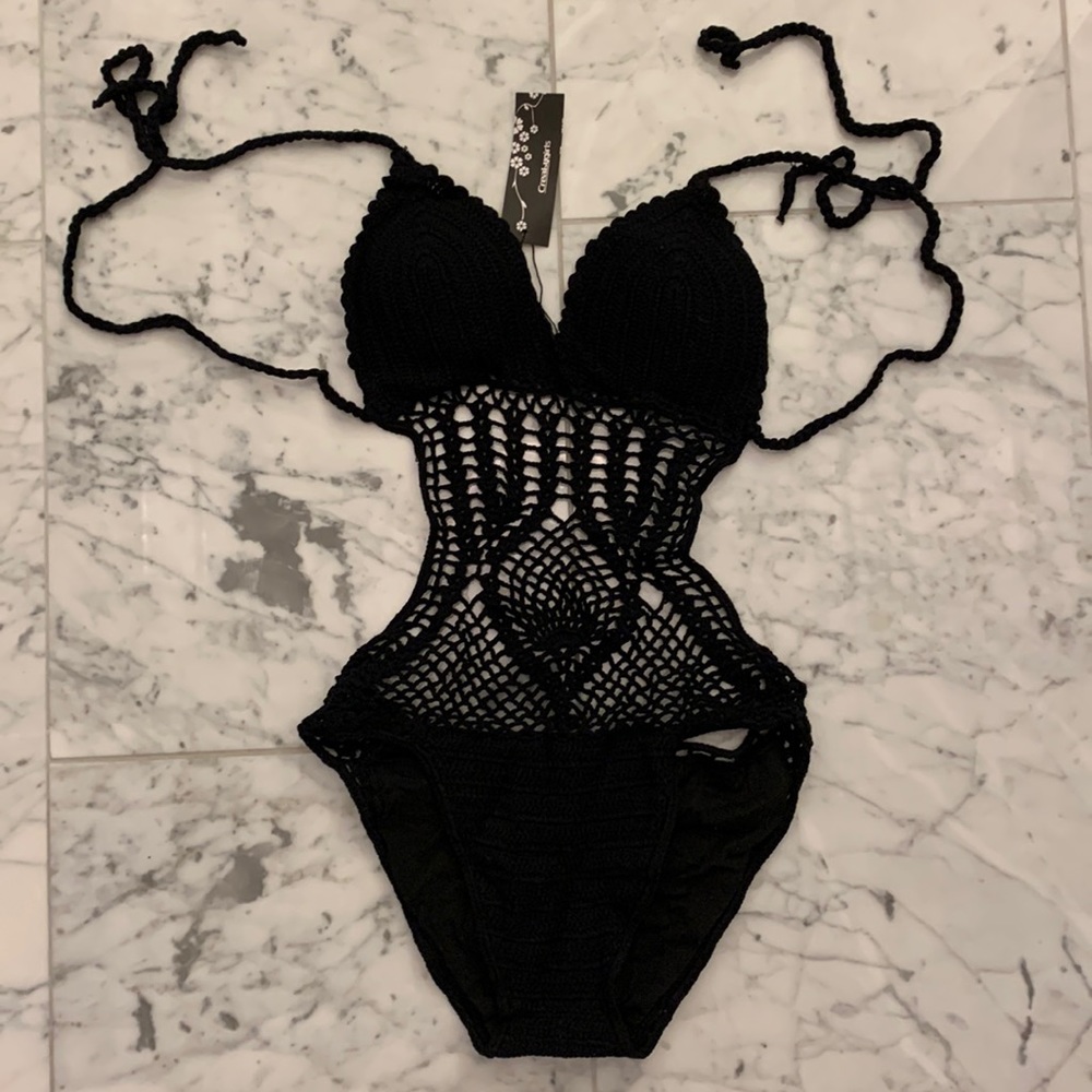 Black NWT XS crochet swimsuit